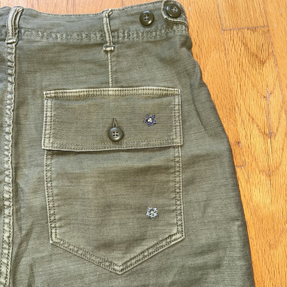 American Eagle Shorts High Rise Embroidered Floral Utility Raw Hem Boho‎ Cottage - Picture 4 of 9